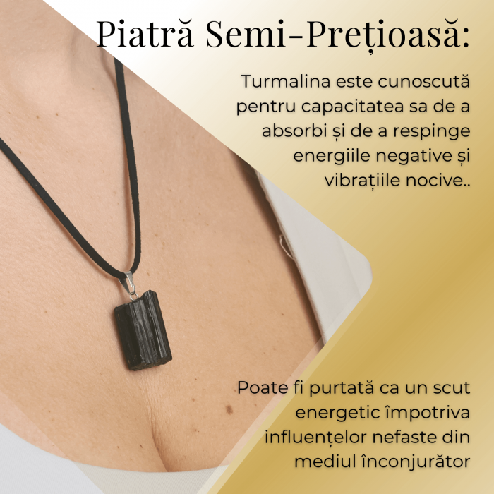 Colier Ajustabil cu Pandantiv din Turmalina Neagra Naturala 25-30mm [3]
