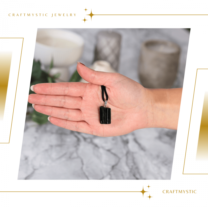 Colier Ajustabil cu Pandantiv din Turmalina Neagra Naturala 25-30mm [6]