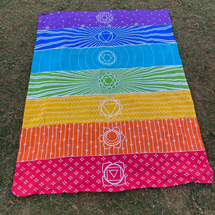 Covor de Yoga si Meditatie 180x130 cm cu Design Bohemian Mandala pentru 7 Chakre - Panza de Perete sau Decor de Interior/Exterior [5]