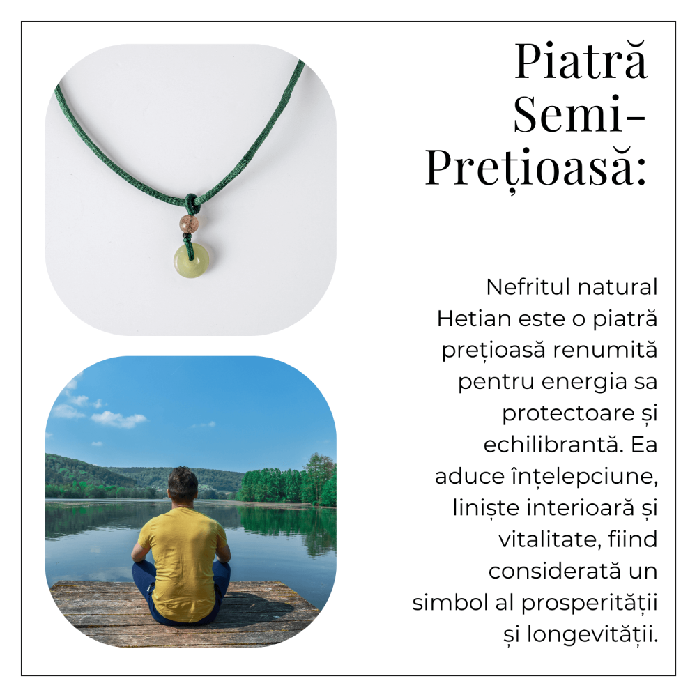 Echilibru si Protectie – Colier cu Nefrit Hetian (Jad Hetian) Natural [6]