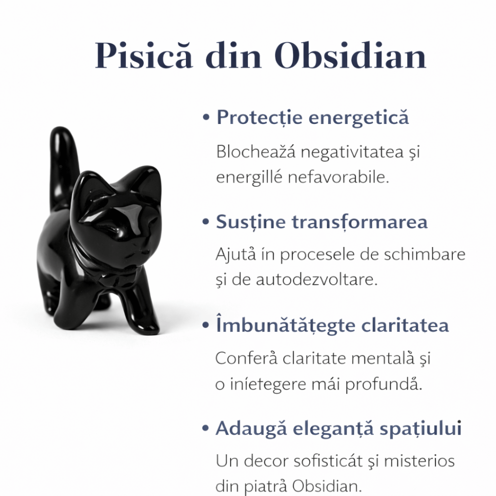 Figurina Pisica din Obsidian Negru – Protectie, Intuitie si Eleganta Mystica [6]
