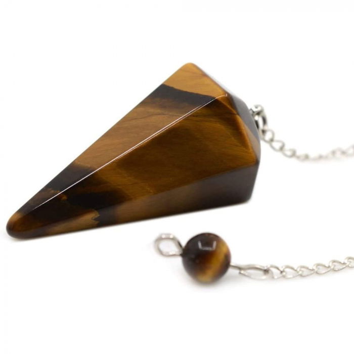 Pendul cu varf hexagonal din piatra naturala semipretioasa ochi de tigru [3]