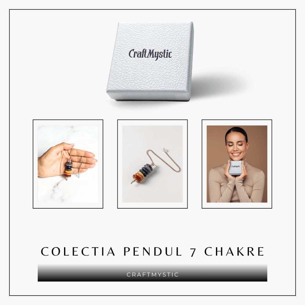 Pendul cu 7 Inele si Pietre Naturale – Echilibru si Vindecare Chakre [6]