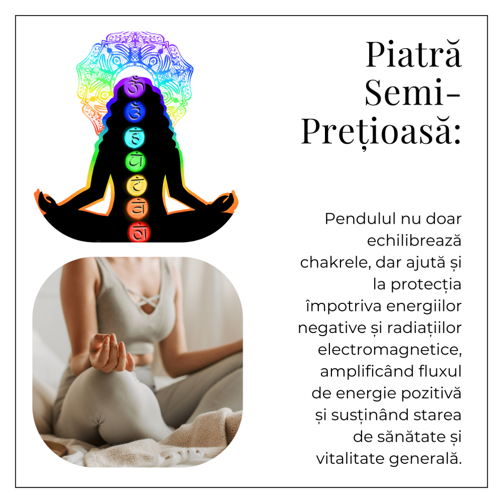 Pendul cu 7 Inele si Pietre Naturale – Echilibru si Vindecare Chakre [7]