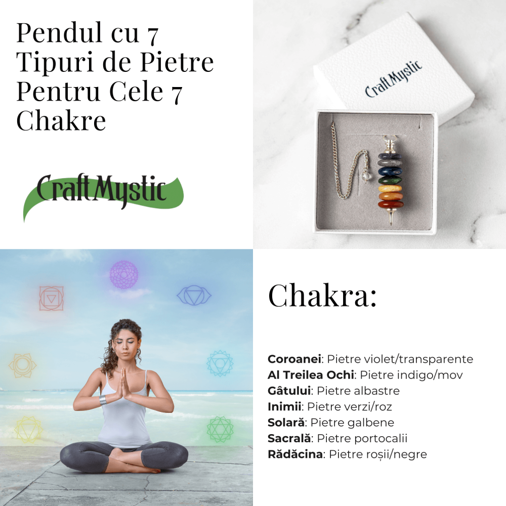 Pendul cu 7 Inele si Pietre Naturale – Echilibru si Vindecare Chakre [5]