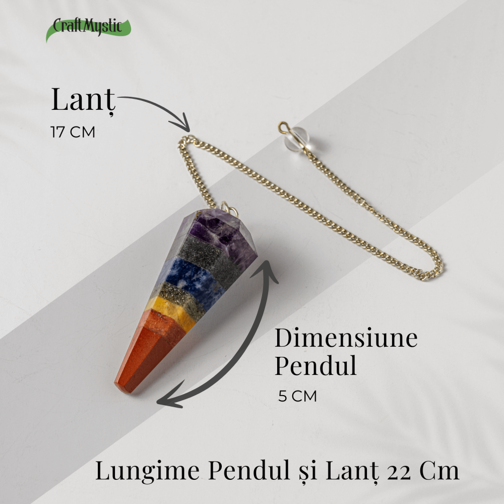 Pendul de Radiestezie cu Pietre 7 Chakre – Echilibru Energetic si Claritate [3]