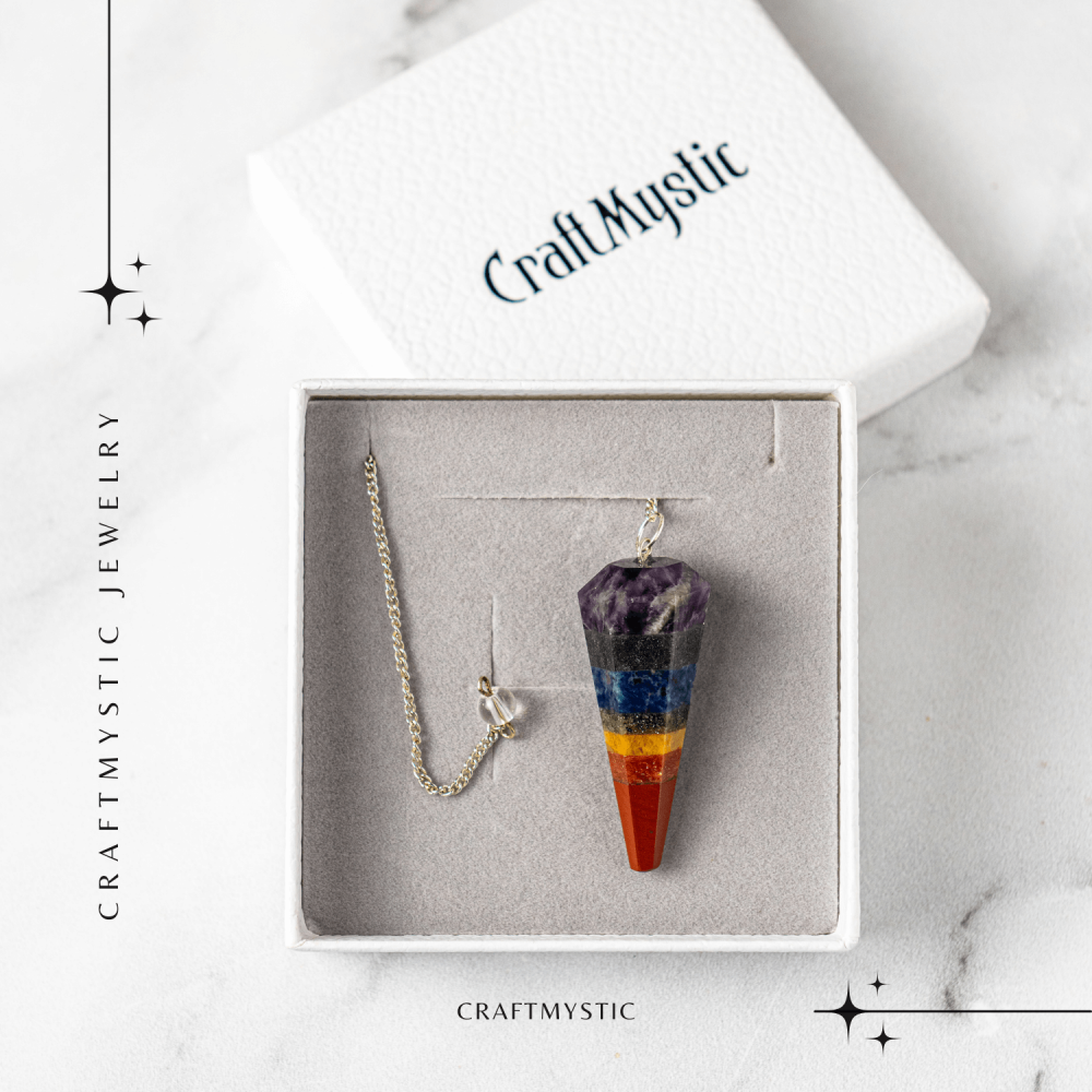 Pendul de Radiestezie cu Pietre 7 Chakre – Echilibru Energetic si Claritate [6]