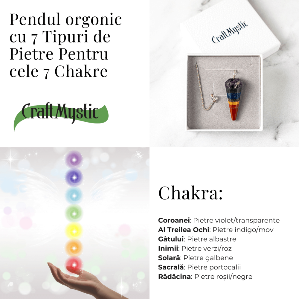 Pendul de Radiestezie cu Pietre 7 Chakre – Echilibru Energetic si Claritate [4]