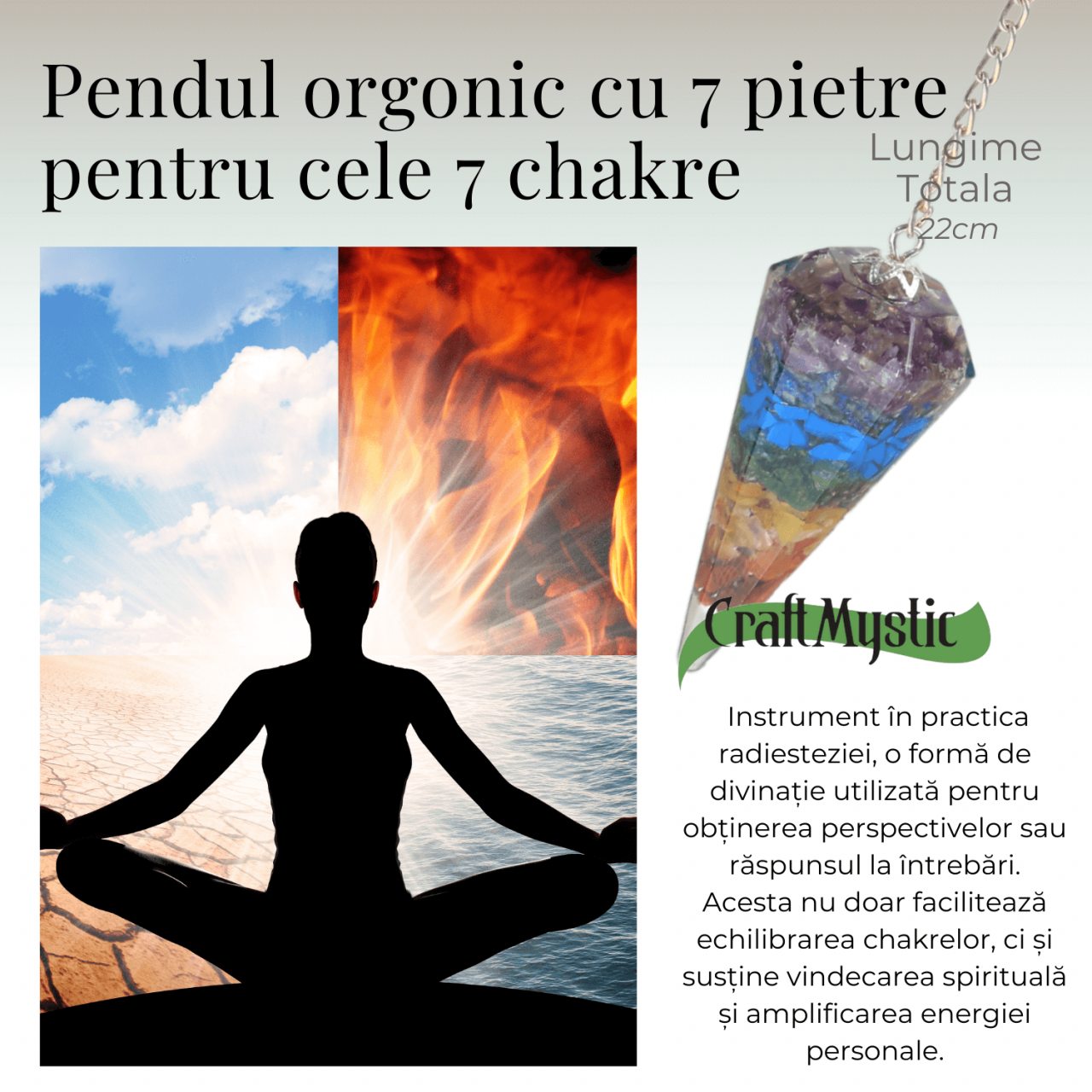 Pendul Orgonic cu 7 Margele Chakre pentru Vindecare Energetica [4]