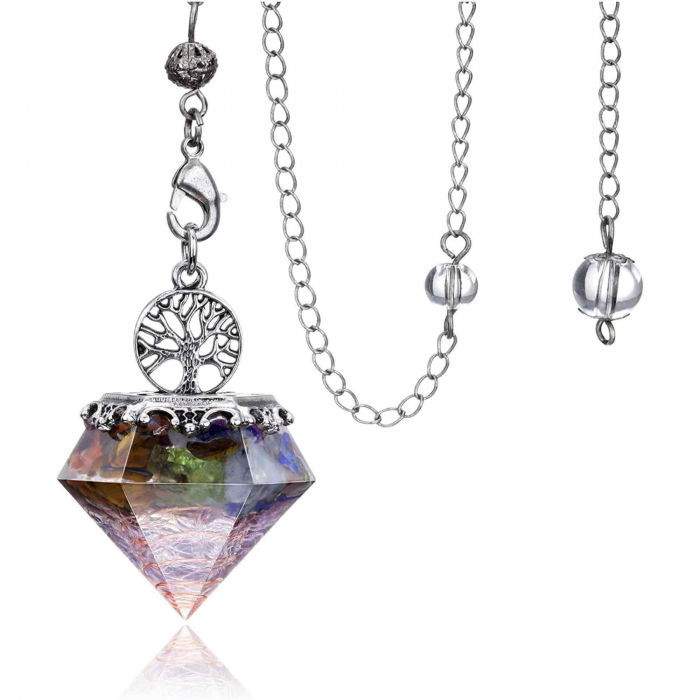 Pendul orgonic cu cristale vindecatoare 7 chakra pentru meditatie si energie pozitiva [2]