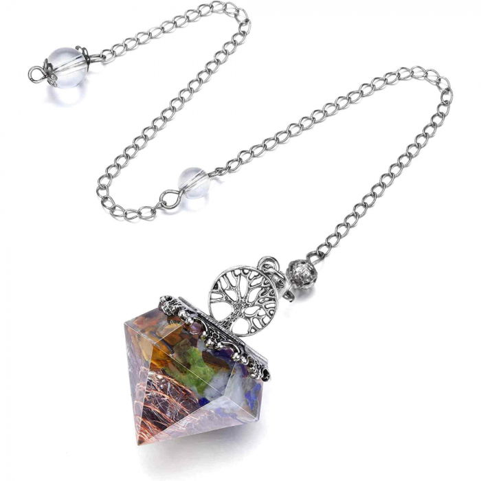 Pendul orgonic cu cristale vindecatoare 7 chakra pentru meditatie si energie pozitiva [1]