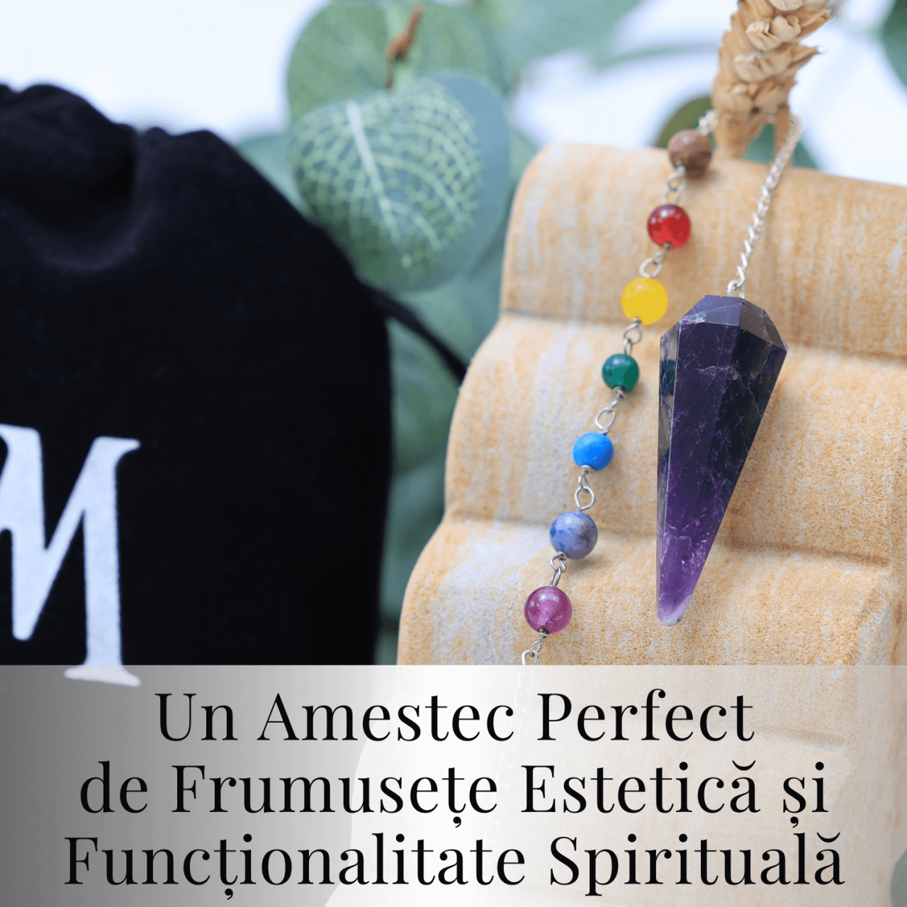 Pendul Radiestezie Ametist cu 7 Margele Chakre pentru Vindecare [8]