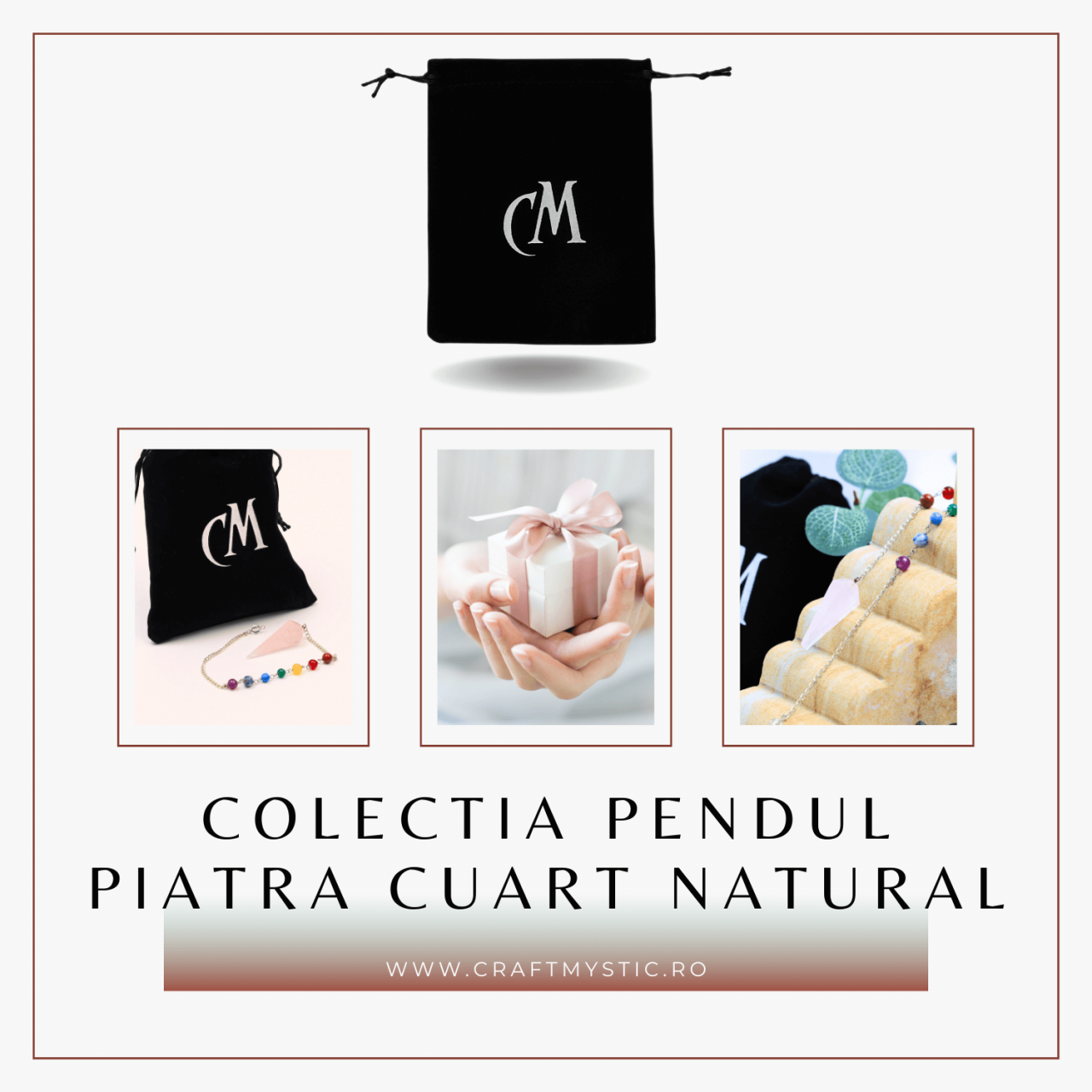 Pendul din Cuart Roz cu 7 Margele Chakre pentru Vindecare [6]