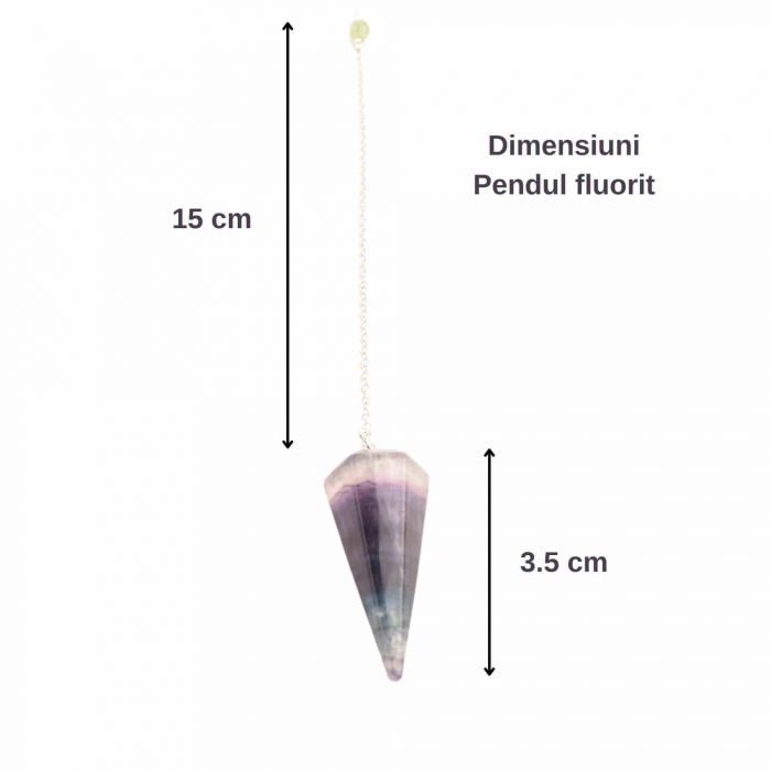 Pendul radiestezie Fluorit violet si saculet satin de catifea- Pentru meditatie, divinatie [2]