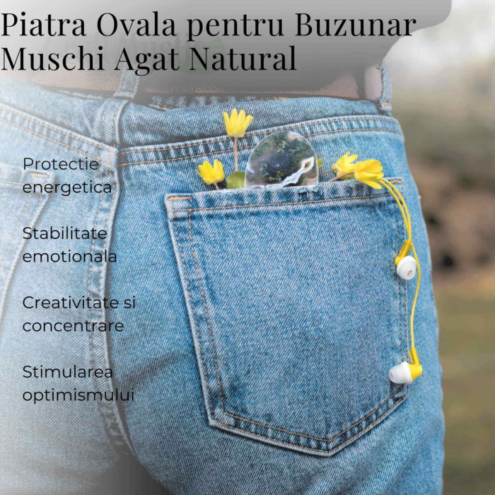 Piatra de Buzunar din Agat Muschi Druzy Natural - Promoveaza Vindecarea și Echilibrul [3]