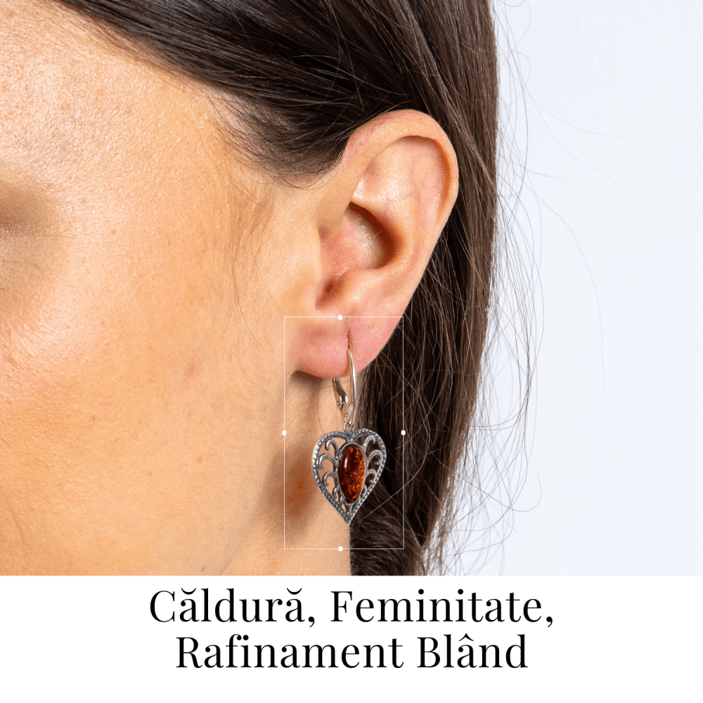 Bijuterie cu suflet – Cercei cu chihlimbar in montura romantica argint 925 [2]