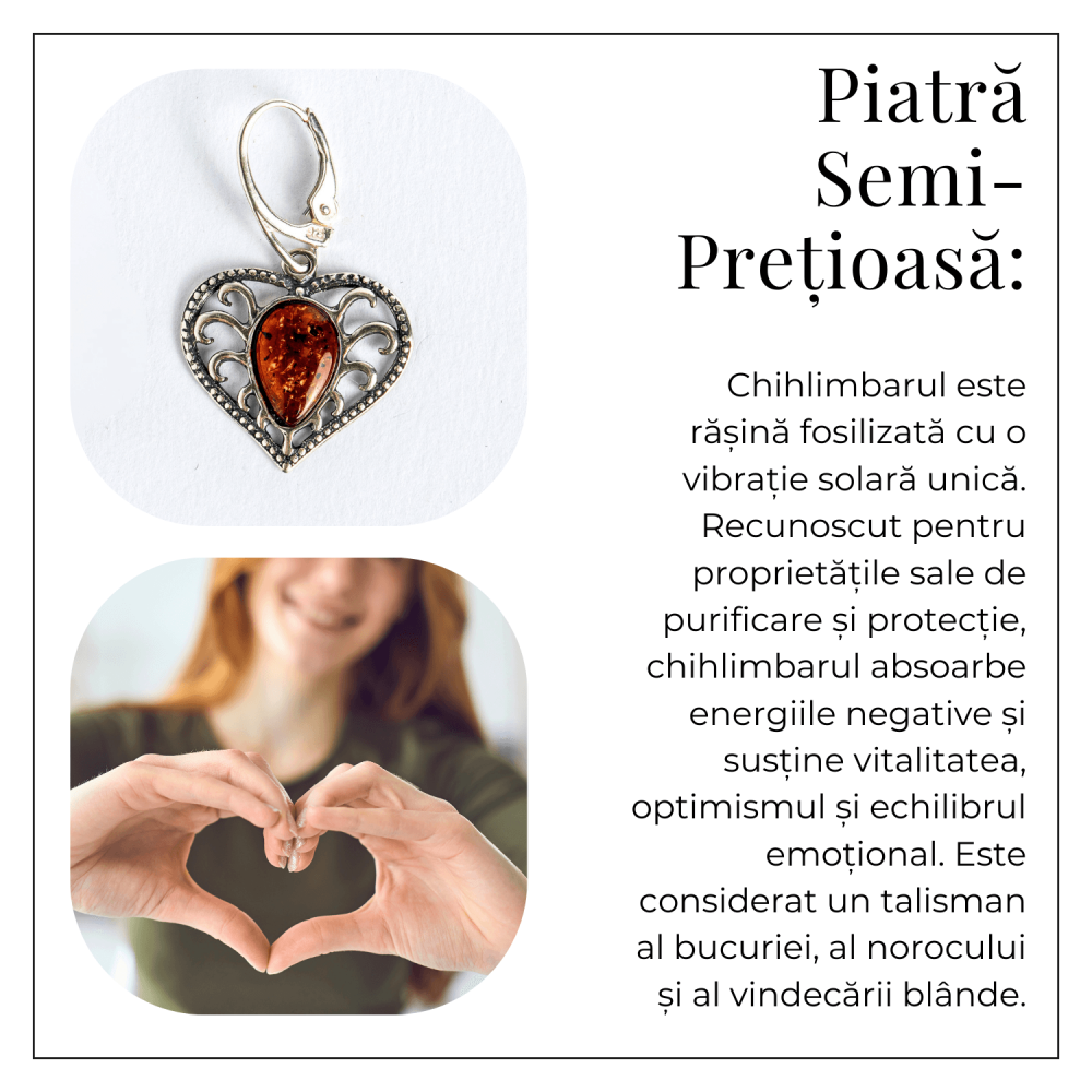 Bijuterie cu suflet – Cercei cu chihlimbar in montura romantica argint 925 [5]