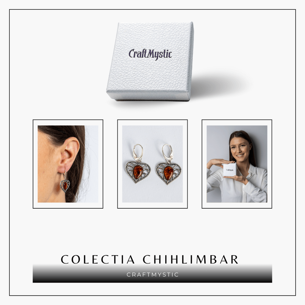 Bijuterie cu suflet – Cercei cu chihlimbar in montura romantica argint 925 [7]