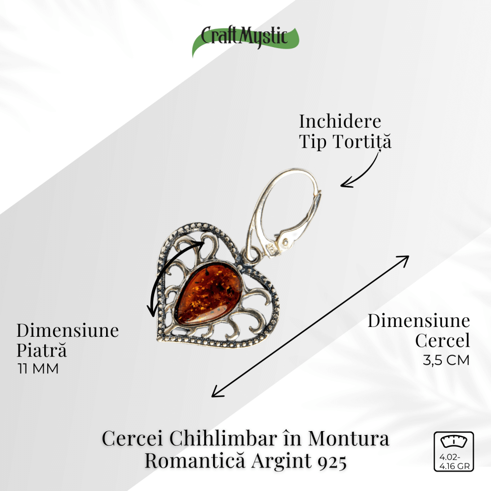 Bijuterie cu suflet – Cercei cu chihlimbar in montura romantica argint 925 [3]