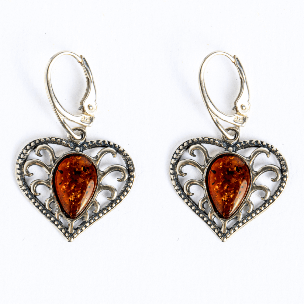 Bijuterie cu suflet – Cercei cu chihlimbar in montura romantica argint 925 [8]