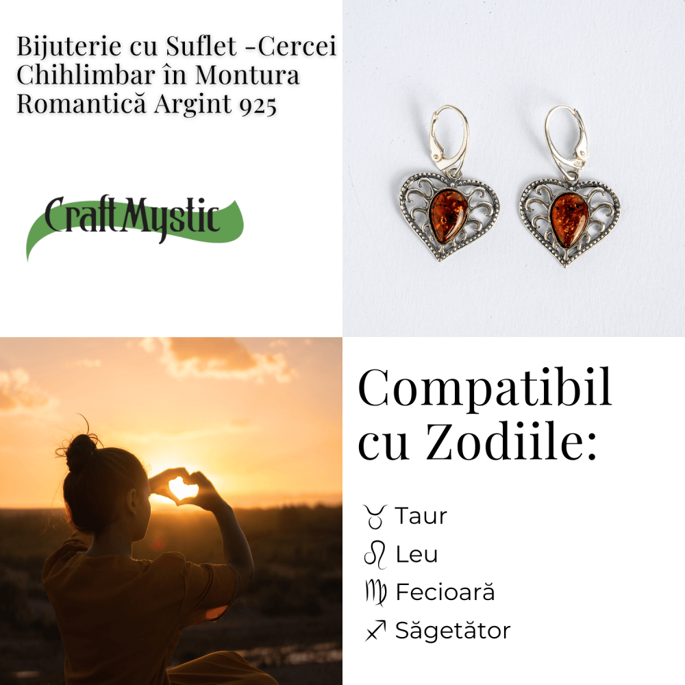 Bijuterie cu suflet – Cercei cu chihlimbar in montura romantica argint 925 [6]