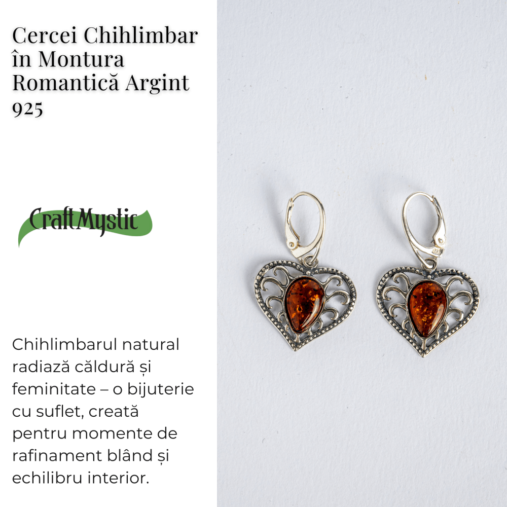 Bijuterie cu suflet – Cercei cu chihlimbar in montura romantica argint 925 [4]