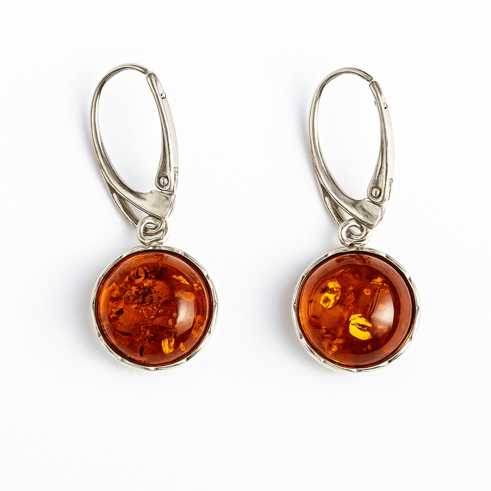 Piatra caldurii si linistii – Cercei simpli cu chihlimbar si montura argint 925 [1]