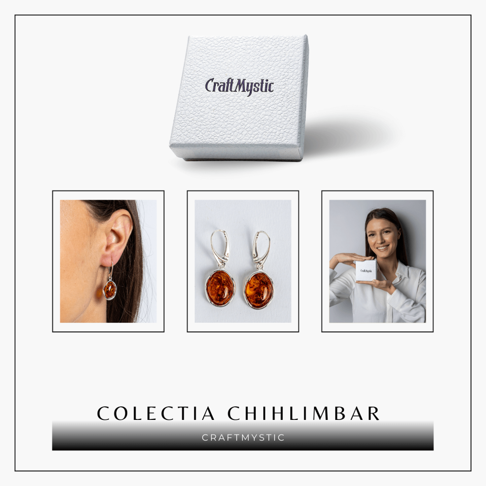 Piatra soarelui la urechea ta – Bijuterie Cercei cu vibe cald si elegant din chihlimbar si argint 925 [7]