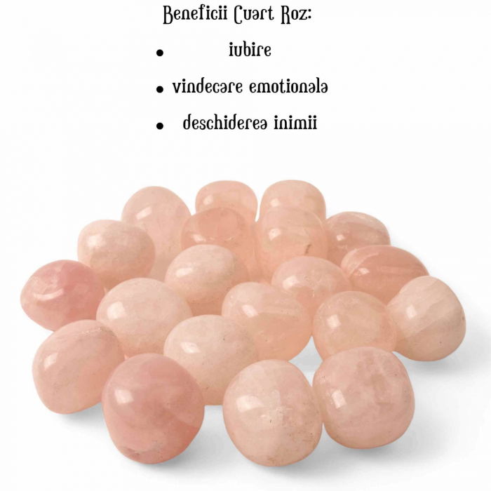 Piatra rulata din Cuart Roz Natural - Iubire si Vindecare, 2-3 cm [3]