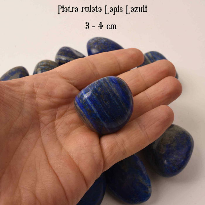 Piatra rulata din Lapis Lazuli Natural - Stimuleaza Creativitatea, 3-4 cm [3]