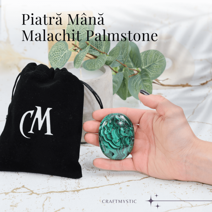 Piatra de Mana Malachit Natural Palmstone - Vindecare si Transformare [3]