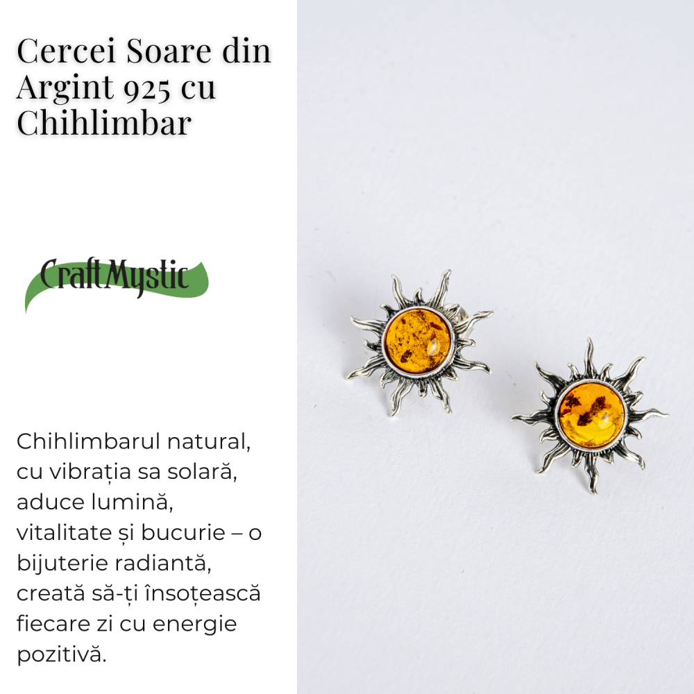 Cercei Soare din argint 925 cu chihlimbar – Lumina si bucurie in fiecare zi [4]