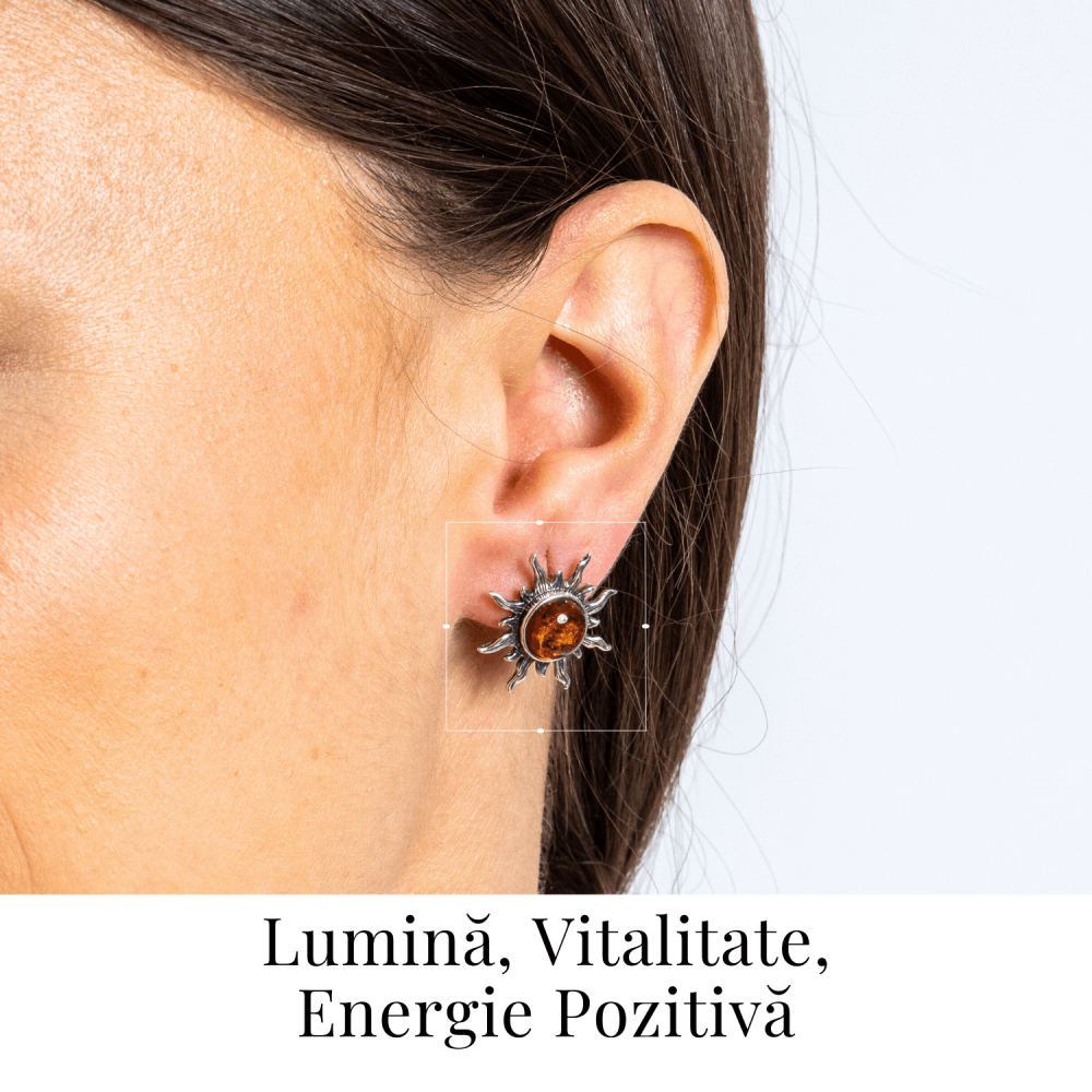 Cercei Soare din argint 925 cu chihlimbar – Lumina si bucurie in fiecare zi [2]