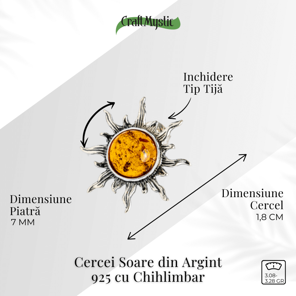 Cercei Soare din argint 925 cu chihlimbar – Lumina si bucurie in fiecare zi [3]