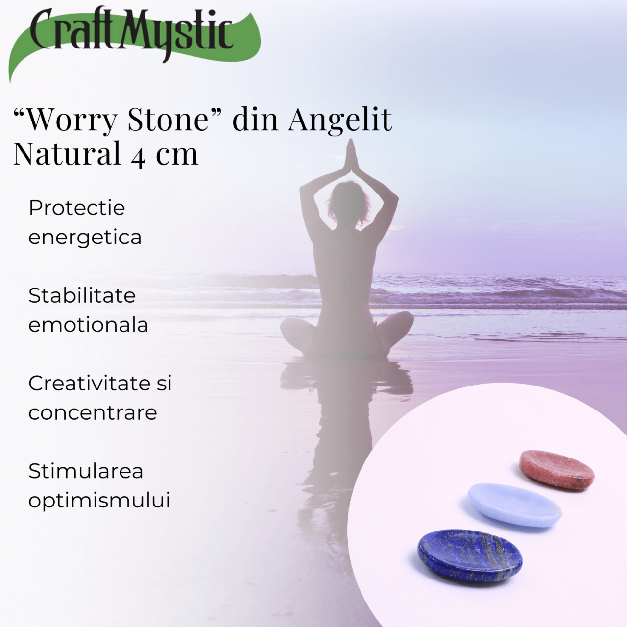 Piatra de Deget Terapeutica Angelit 4 cm - Liniste si Conectare Spirituala [8]