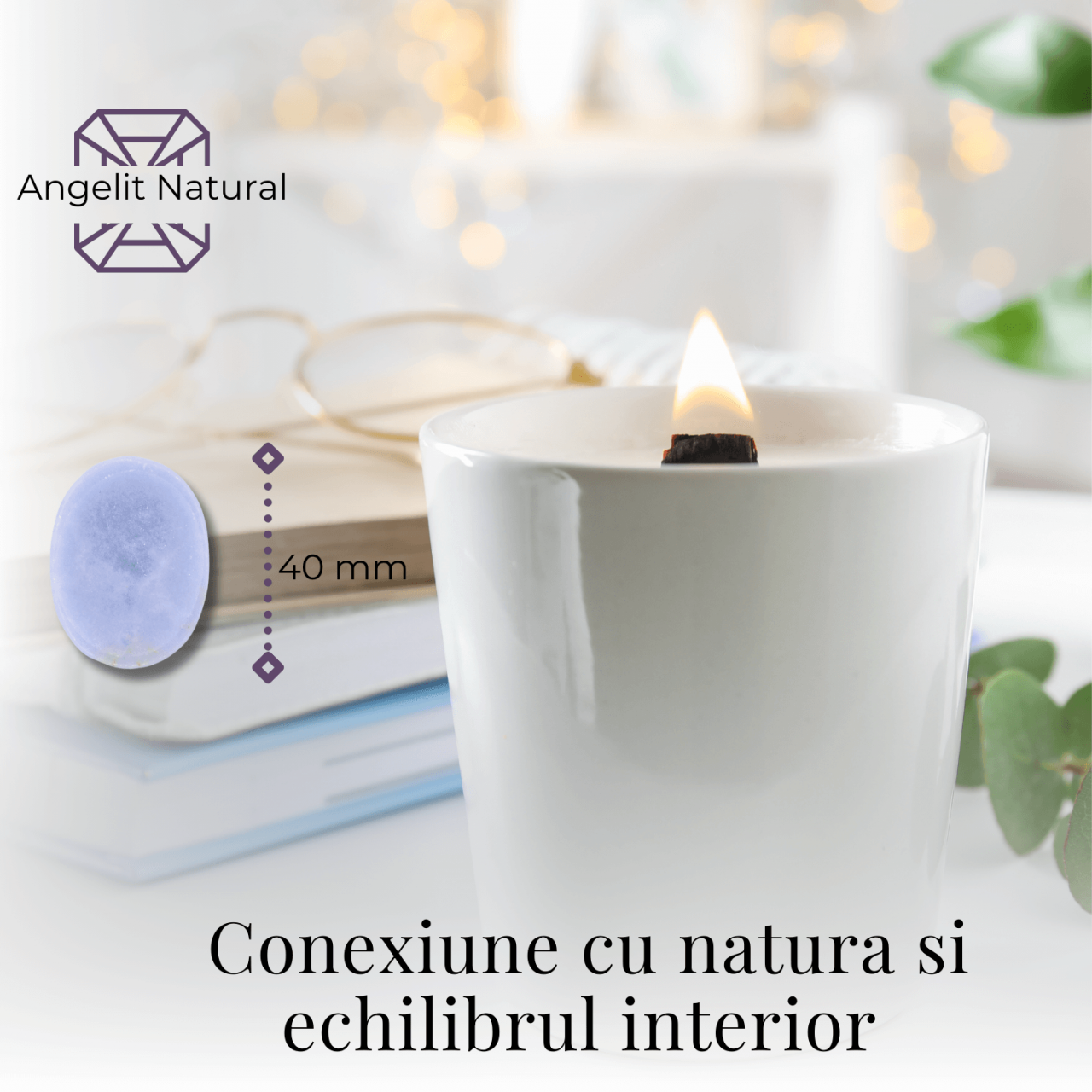 Piatra de Deget Terapeutica Angelit 4 cm - Liniste si Conectare Spirituala [2]