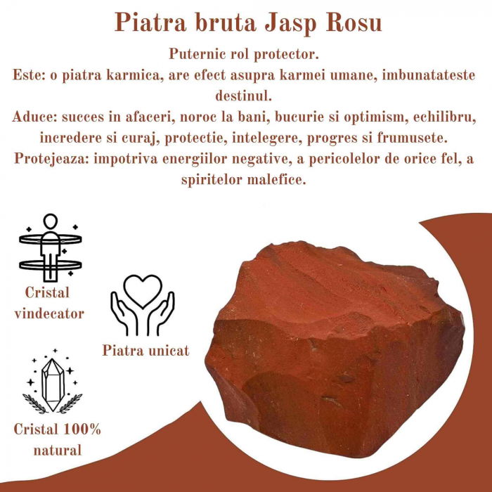 Piatra Bruta Naturala Jasp Rosu - Energie Pozitiva si Echilibru Emotional, Dimensiuni 5-9 cm, Greutate 150-300 g [2]