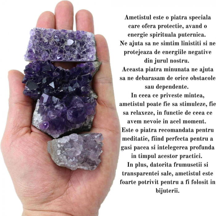 Cluster Ametist Natural din Uruguay, Cristal Unic pentru Meditatie si Echilibrare Energetica, Dimensiuni 5-7 cm [7]