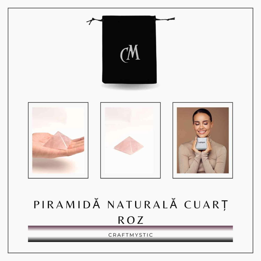 Piramida Cuart Roz Brut Lucrata Manual – Armonie si Vindecare [6]