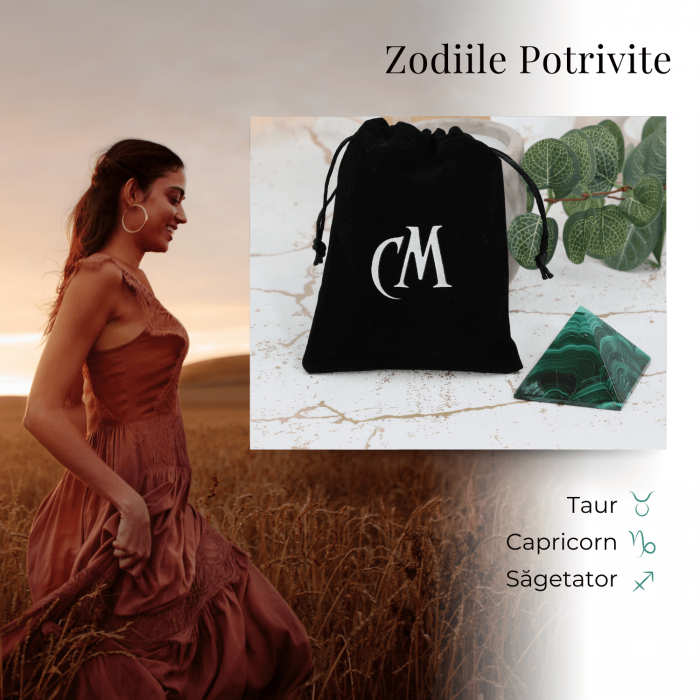 Piramida Malachit natural H 40-45 mm Latime 60 mm 210-230 gr - Sursa de Echilibru și Armonie [8]