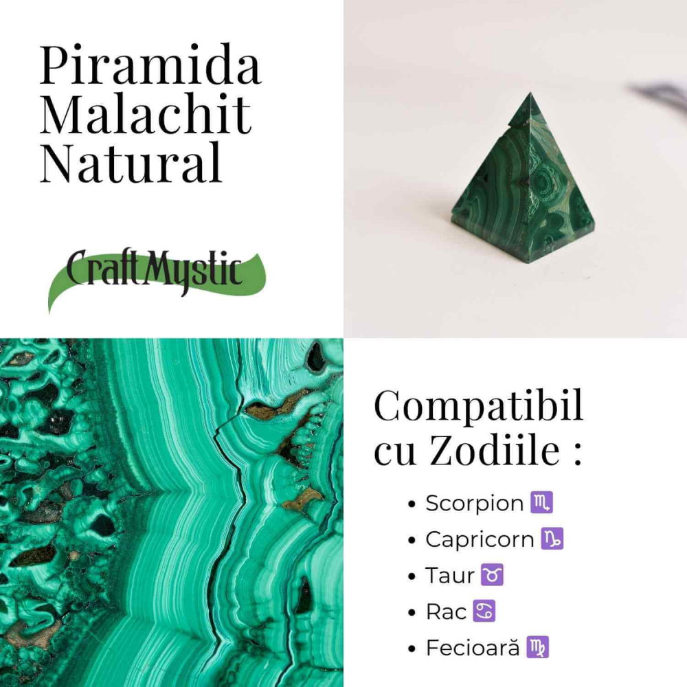 Piramida Malachit natural H 5.1-6.4 cm Latime 4.6-4.9 cm 166-201 gr - Echilibru si Armonie Interioara [4]