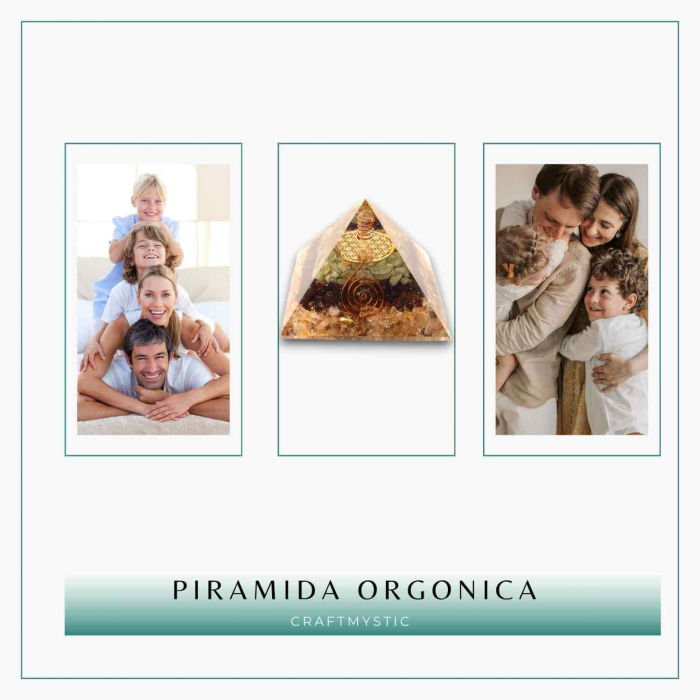 Piramida orgonica 5.5 cm cu trei tipuri de cristale Citrin, Aventurin verde si Granat - Energie, Prosperitate și Echilibru [9]
