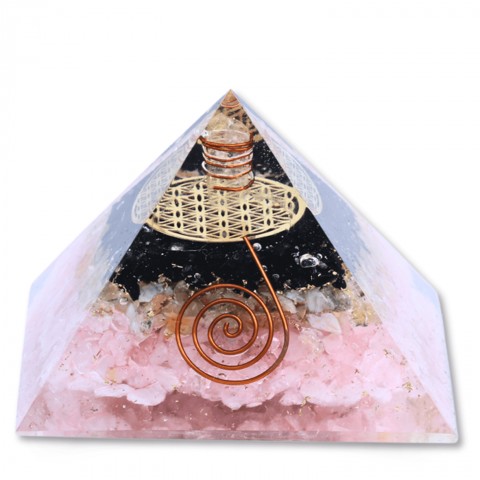 Piramida orgonica cu Turmalina neagra, Citrin, Cuart roz - Protectie si Armonie [1]