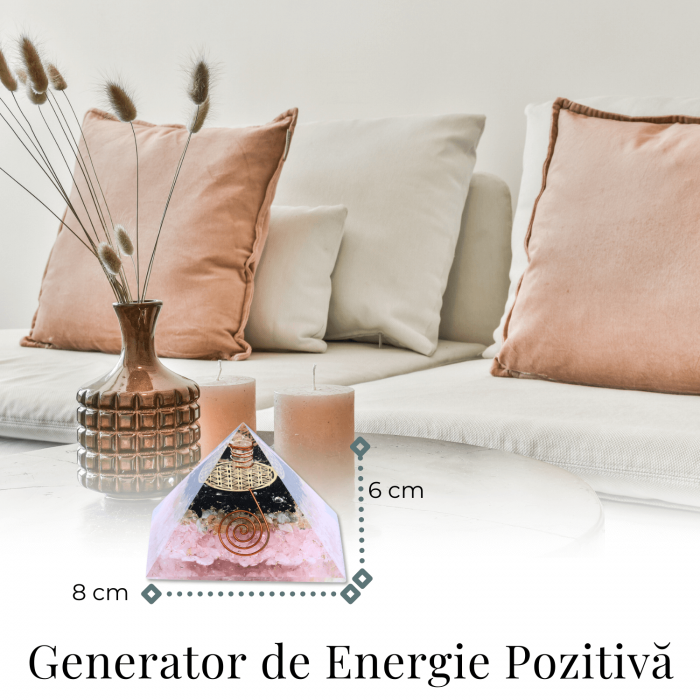 Piramida orgonica cu Turmalina neagra, Citrin, Cuart roz - Protectie si Armonie [4]