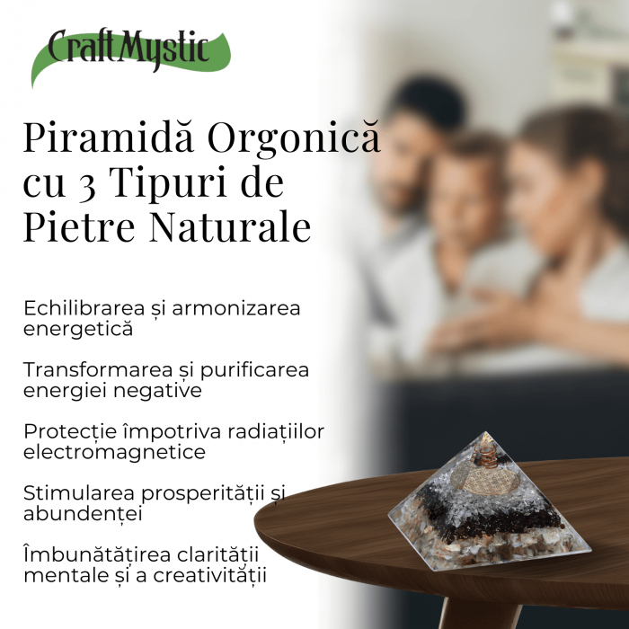 Piramida orgonica cu 3 tipuri de pietre naturale - Armonie si Energie [4]
