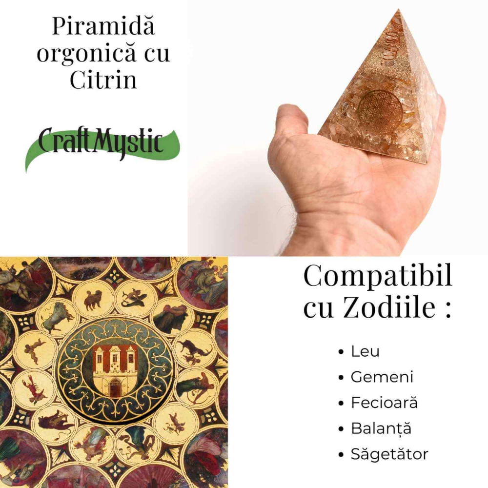 Piramida Orgonica cu Citrin Natural 80-90 mm - Prosperitate si Energie Pozitiva [4]