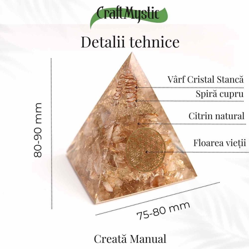 Piramida Orgonica cu Citrin Natural 80-90 mm - Prosperitate si Energie Pozitiva [5]