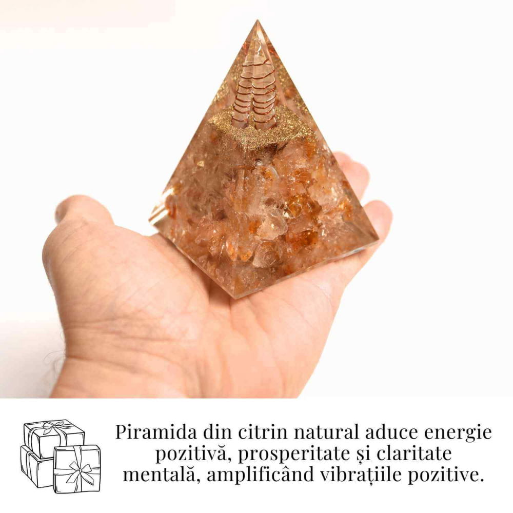 Piramida Orgonica cu Citrin Natural - Prosperitate, Energie Pozitiva si Claritate Mentala [2]