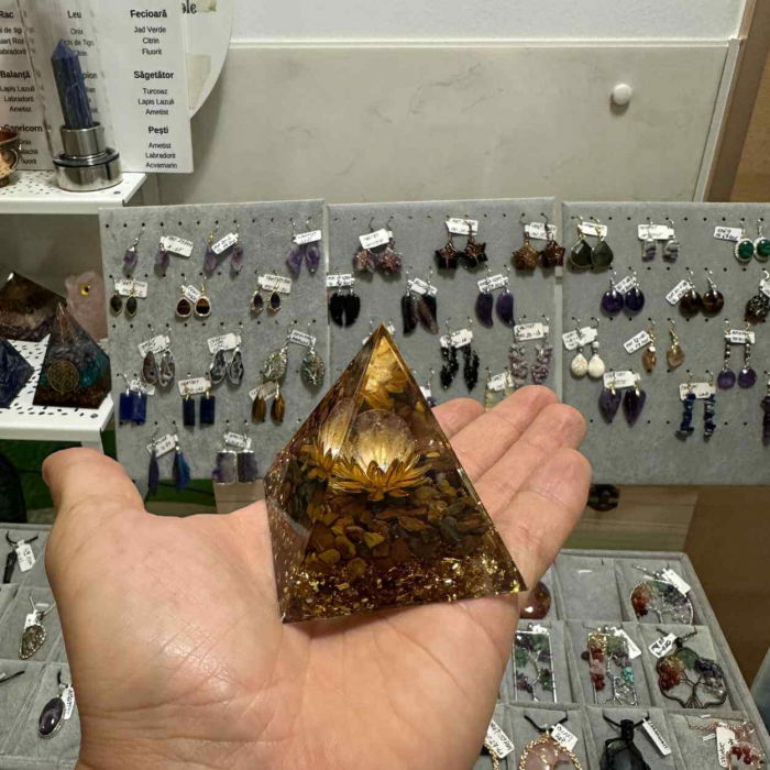 Piramida Orgonica cu cristale vindecatoare Ochi de Tigru 6 cm-  Protectie Energetica si Claritate [3]