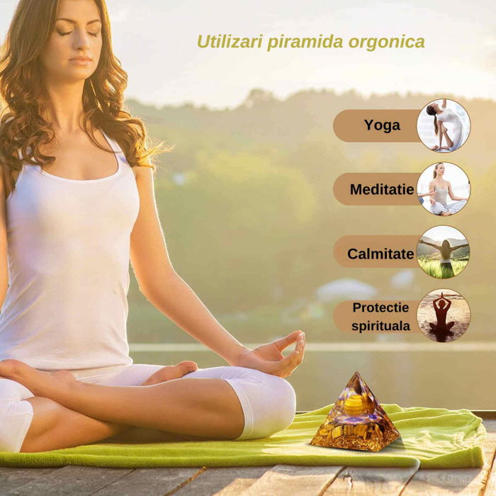 Piramida Orgonica 8 cm cu Sfera si cristale Ochi de Tigru: Atrage Abundenta si Energie Pozitiva in Viata Ta [5]